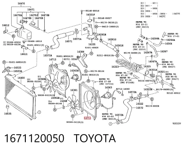 Difusor do radiador de esfriamento 1671120050 Toyota