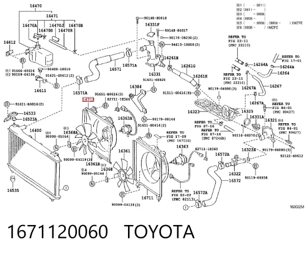Difusor do radiador de aparelho de ar condicionado 1671120060 Toyota