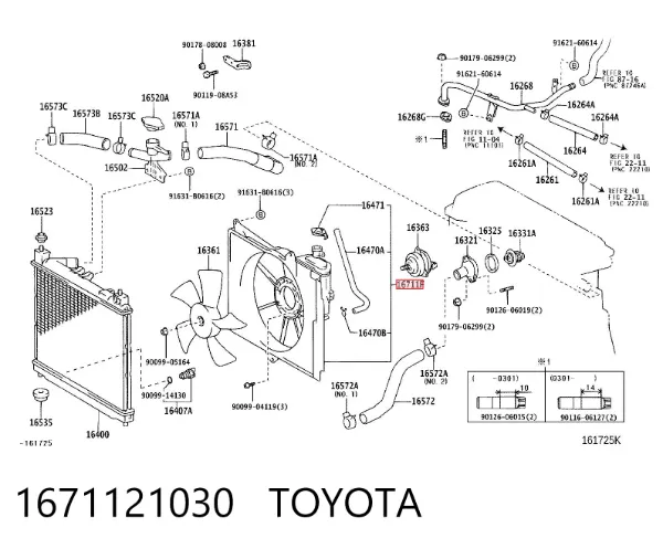 Difusor do radiador de esfriamento 1671121030 Toyota