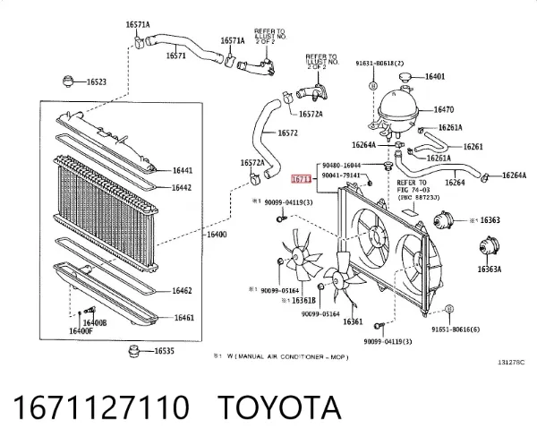 Difusor do radiador de esfriamento 1671127110 Toyota