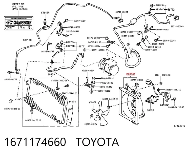 Difusor do radiador de aparelho de ar condicionado 1671174660 Toyota