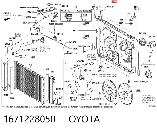 Difusor do radiador de aparelho de ar condicionado 1671228050 Toyota