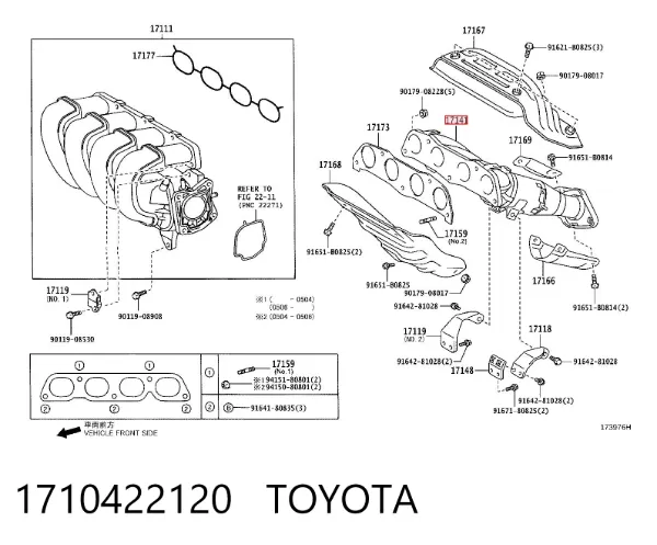 Silenciador, parte central 1710422120 Toyota