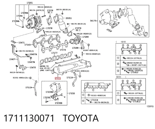Tubo coletor de admissão 1711130071 Toyota