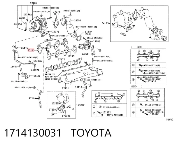 Tubo coletor de escape 1714130031 Toyota
