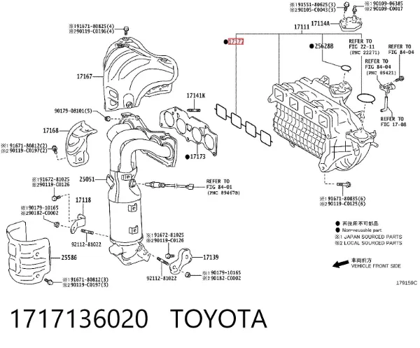 Vedante de tubo coletor de admissão 1717136020 Toyota