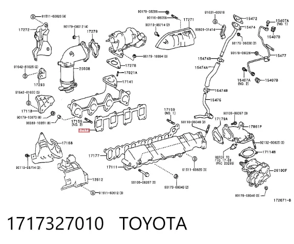 Vedante de tubo coletor de escape 1717327010 Toyota