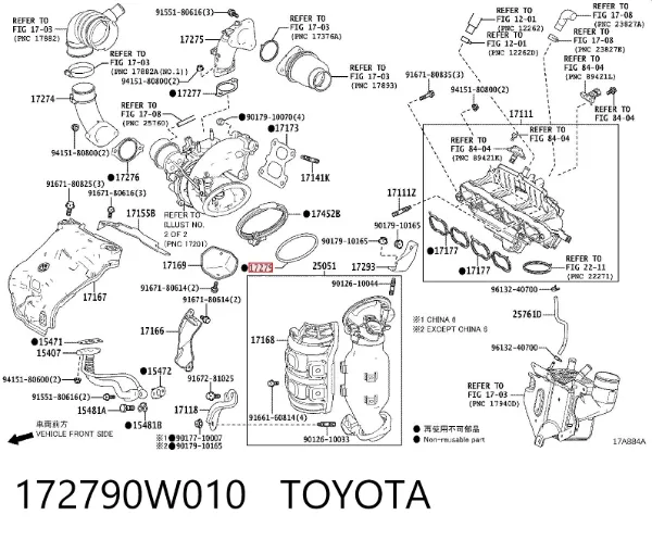 Vedante de tubo coletor de escape 172790W010 Toyota