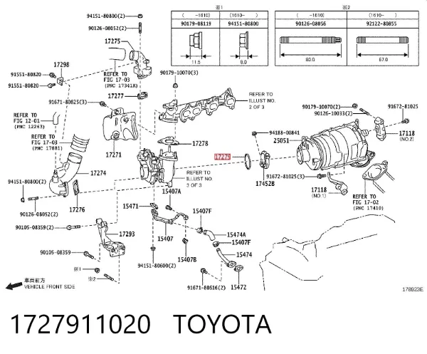 Vedante de catalisador (de neutralizador catalítico) 1727911020 Toyota