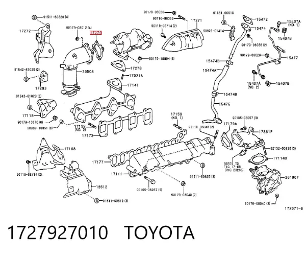 Vedante de catalisador (de neutralizador catalítico) 1727927010 Toyota