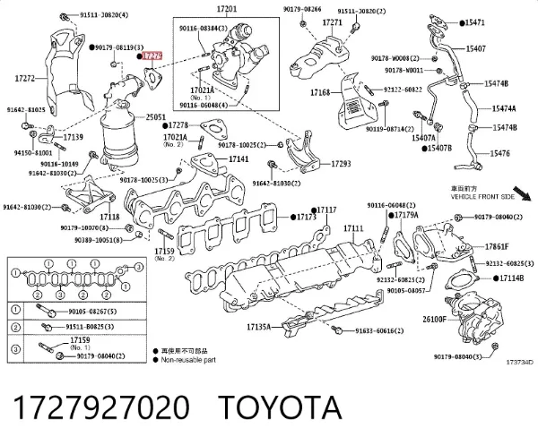 Vedante de catalisador (de neutralizador catalítico) 1727927020 Toyota