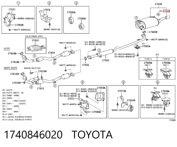 Bocal para o silenciador 1740846020 Toyota