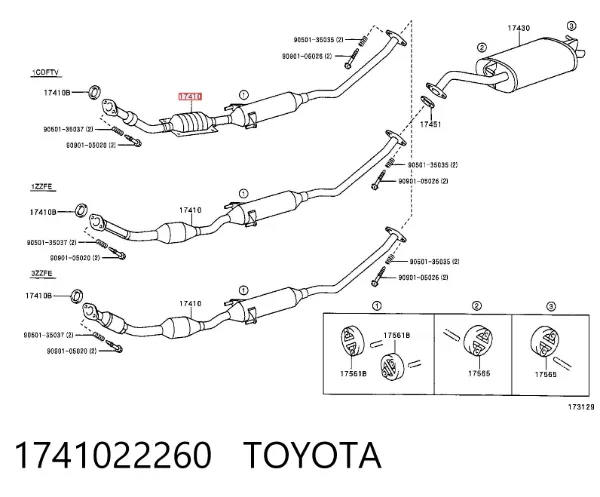 Silenciador, parte dianteira 1741022260 Toyota