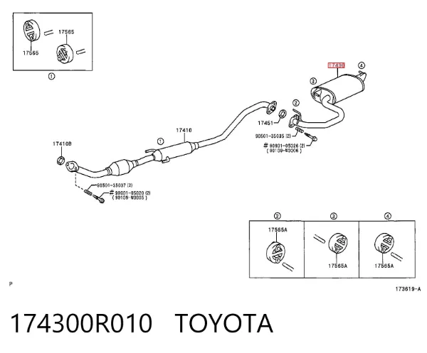 Silenciador, parte traseira 174300R010 Toyota