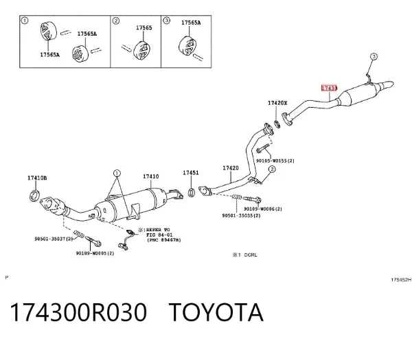 Silenciador, parte traseira 174300R030 Toyota