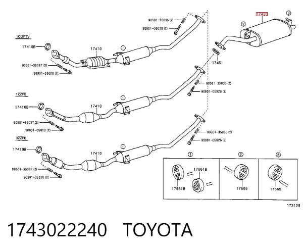 Silenciador, parte traseira 1743022240 Toyota