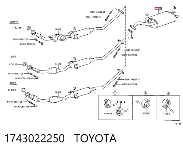 Silenciador, parte traseira 1743022250 Toyota
