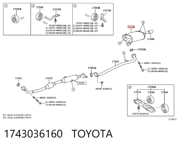 Silenciador, parte traseira Toyota Camry VII
