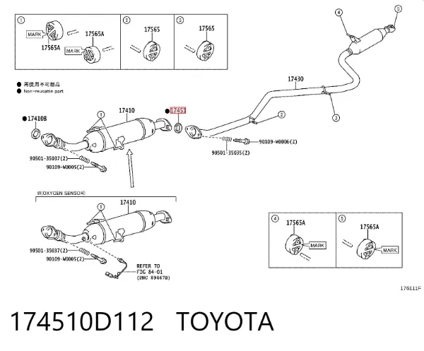 Vedante do silenciador de montagem 174510D112 Toyota