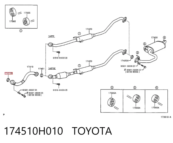 Anel de tubo de admissão do silenciador 174510H010 Toyota