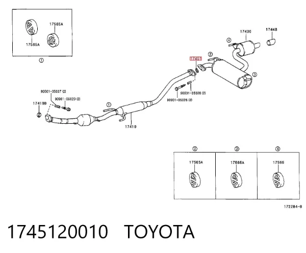 Anel de tubo de admissão do silenciador 1745120010 Toyota