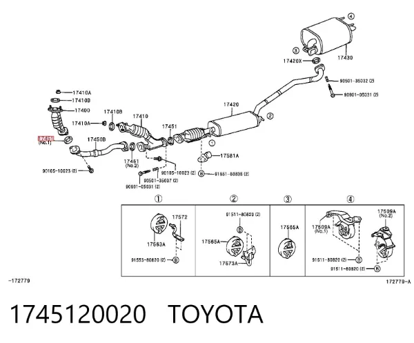 Anel de tubo de admissão do silenciador 1745120020 Toyota