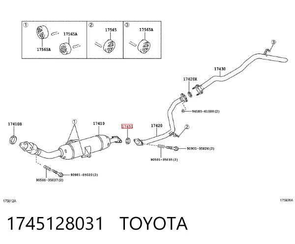 Vedante do silenciador de montagem 1745128031 Toyota