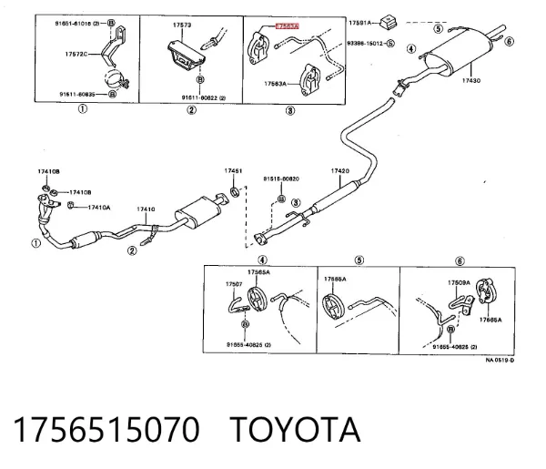 Coxim de fixação do silenciador 1756515070 Toyota