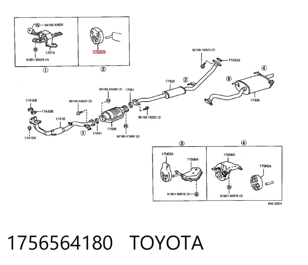 Coxim de fixação do silenciador 1756564180 Toyota