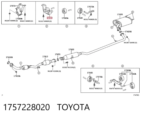 Coxim de fixação do silenciador 1757228020 Toyota
