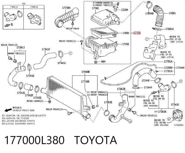Caixa de filtro de ar Toyota Hilux GUN12, GUN13