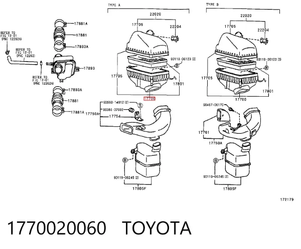 Caixa de filtro de ar Toyota Camry IV