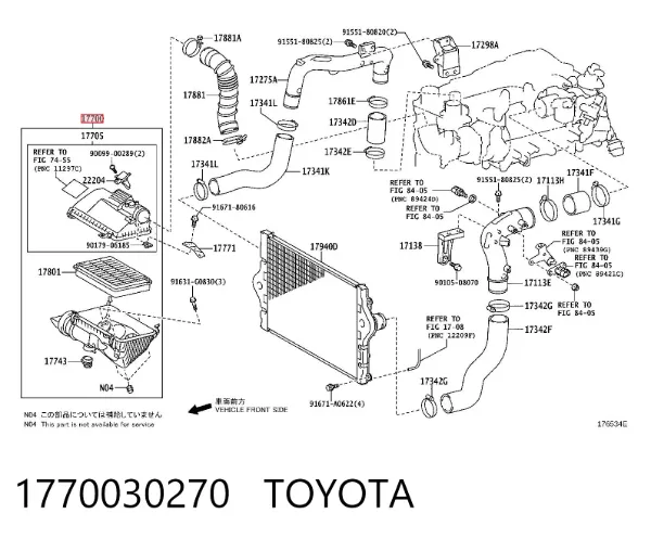 Caixa de filtro de ar 1770030270 Toyota