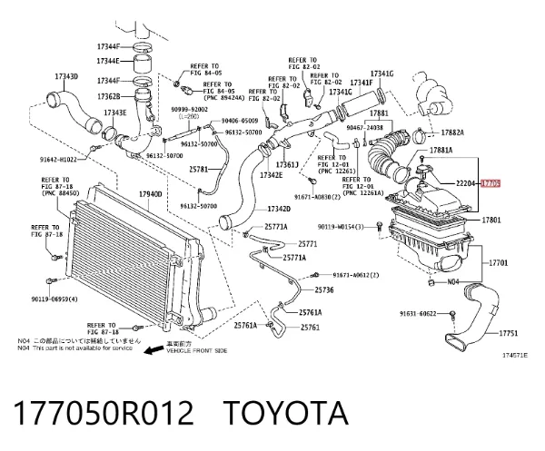 Caixa de filtro de ar, parte superior 177050R012 Toyota