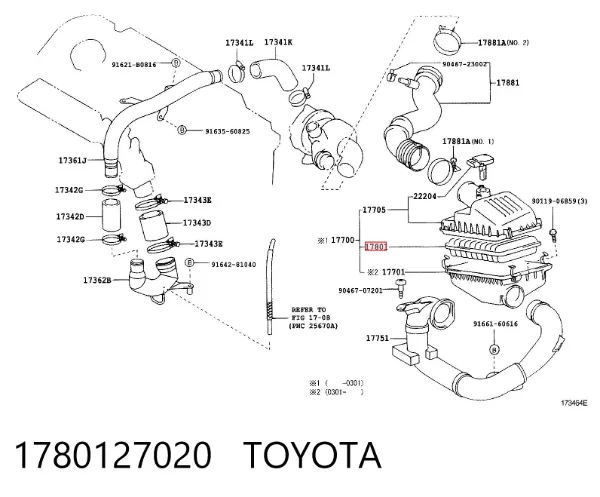 Filtro de ar 1780127020 Toyota
