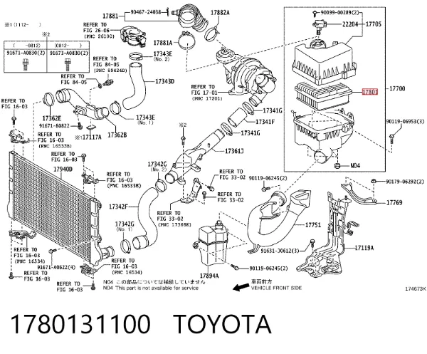 Filtro de ar 1780131100 Toyota