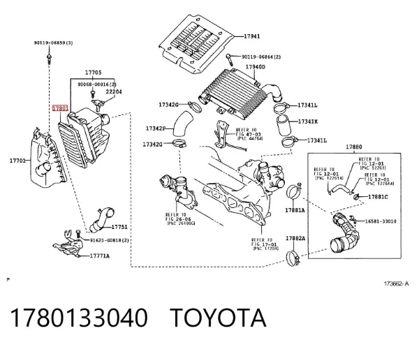 Filtro de ar 1780133040 Toyota