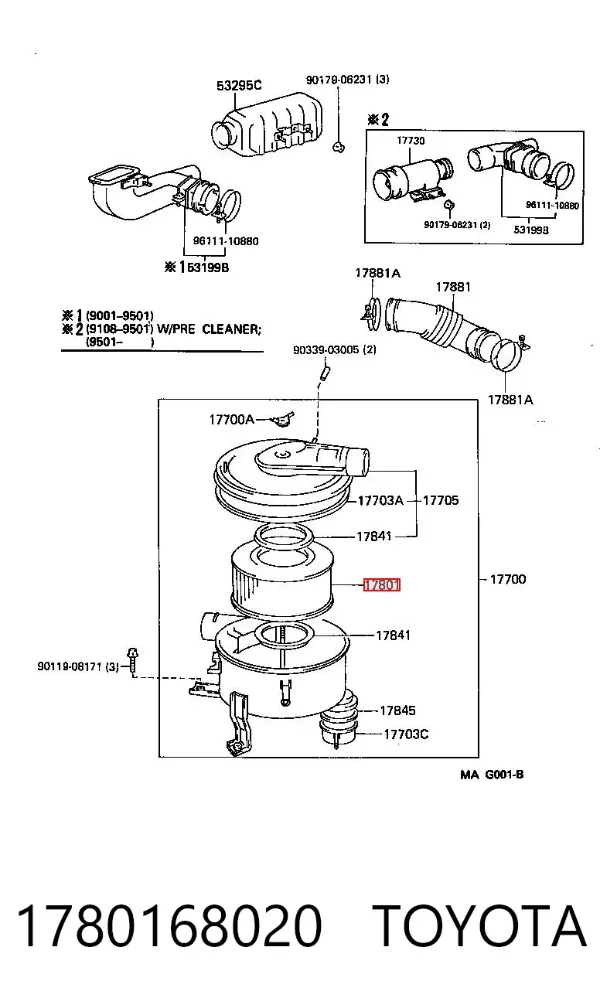 Filtro de ar 1780168020 Toyota