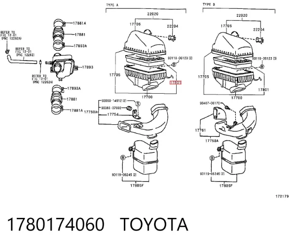Filtro de ar 1780174060 Toyota