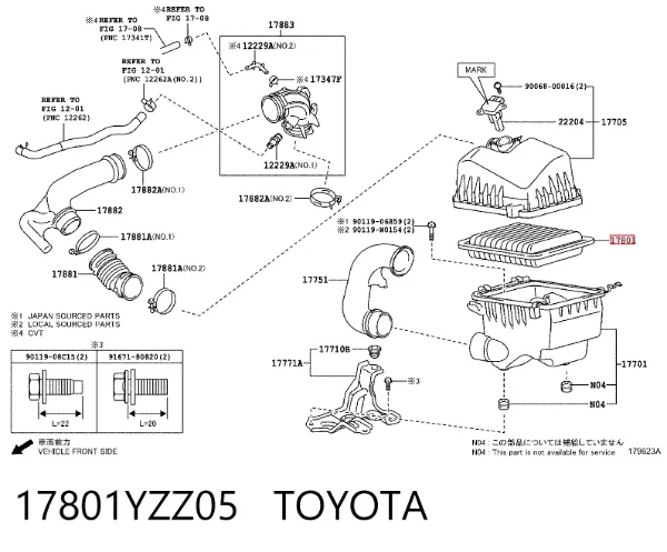 Filtro de ar 17801YZZ05 Toyota