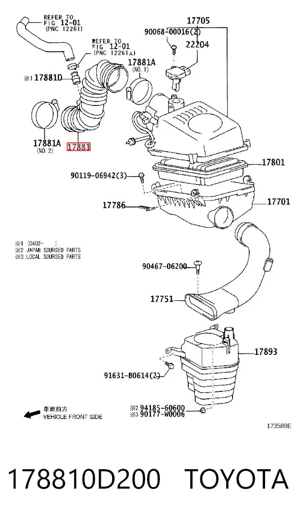 Cano derivado de ar 178810D200 Toyota
