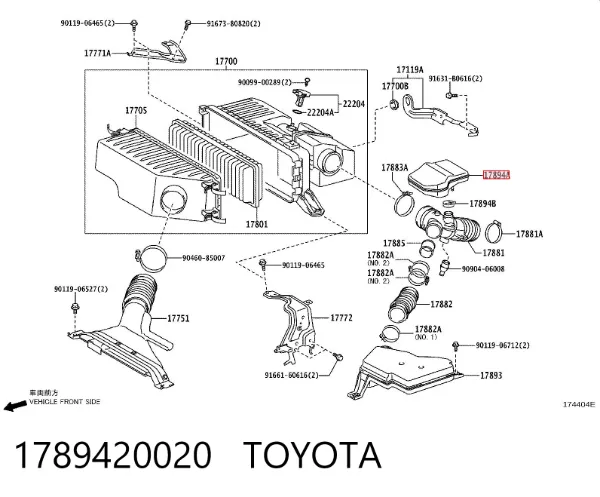 Ressonador de filtro de ar 1789420020 Toyota