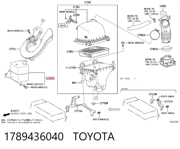 Ressonador de filtro de ar 1789436040 Toyota