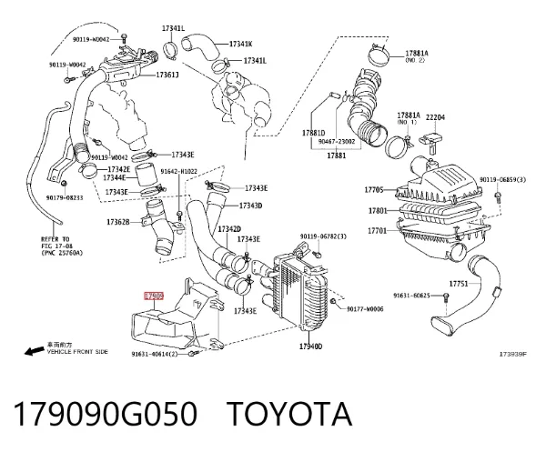 Conduto de ar (defletor) do radiador de intercooler 179090G050 Toyota