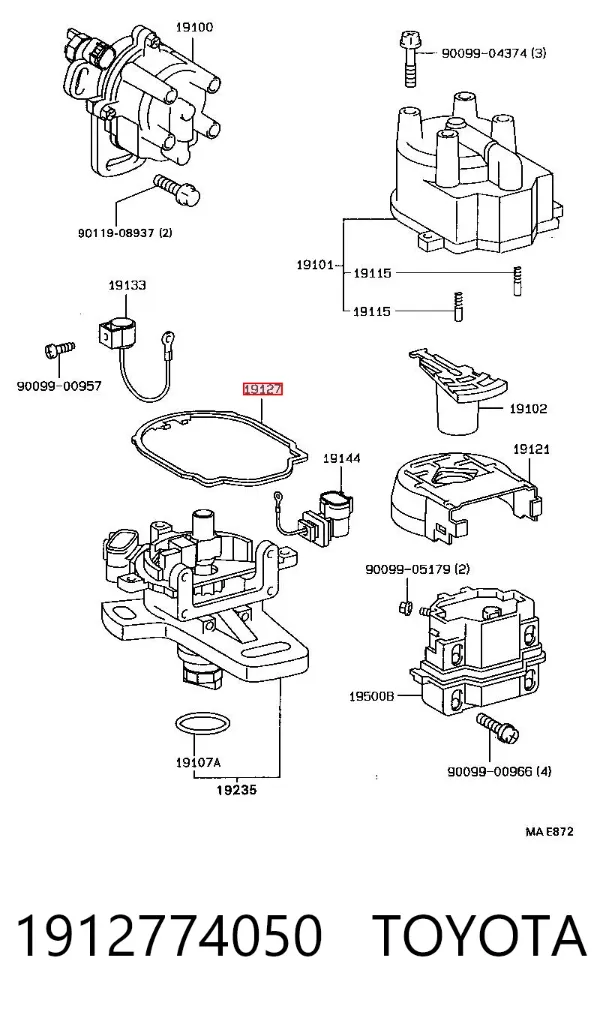 Vedante anular de distribuidor 1912774050 Toyota