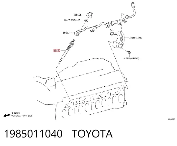 Vela de incandescência 1985011040 Toyota
