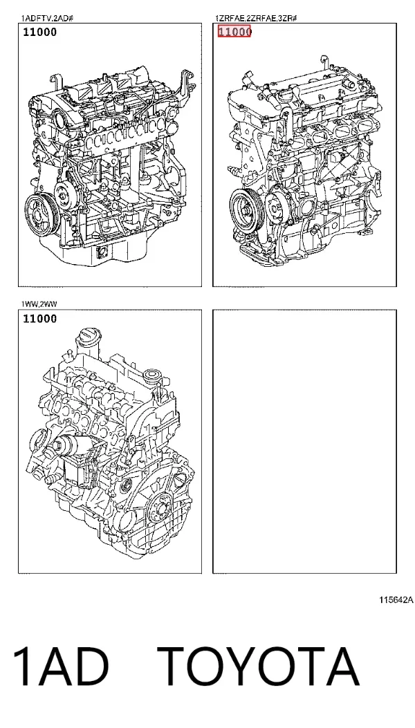 Motor montado 1AD Toyota