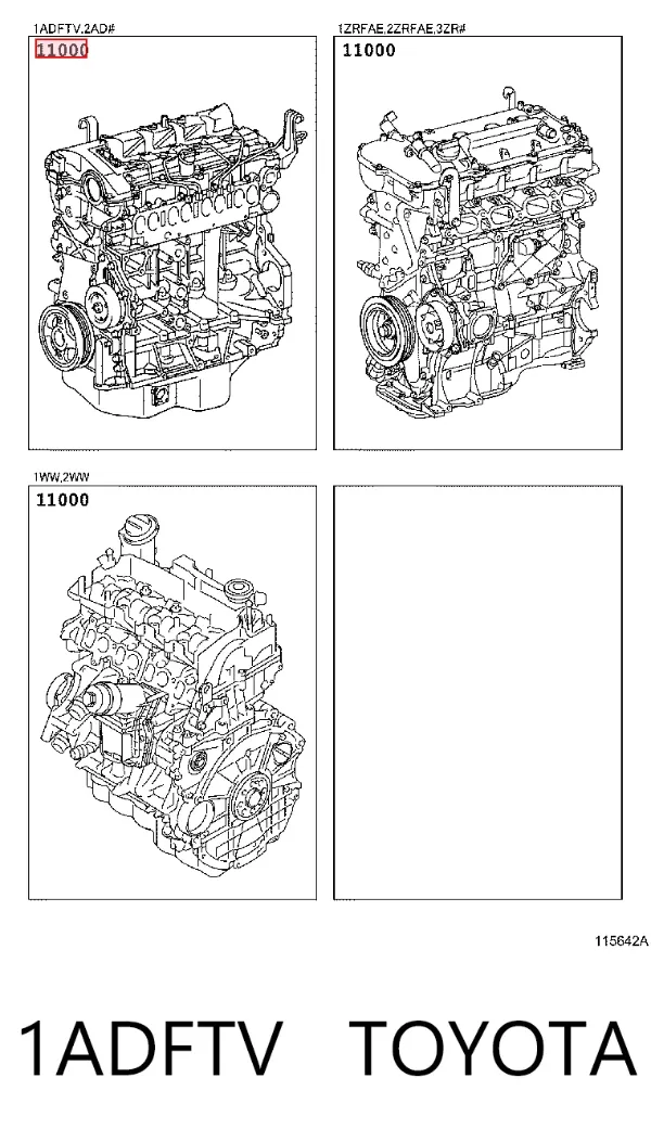 Motor montado 1ADFTV Toyota
