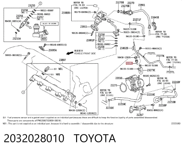 Válvula de retenção para devolução de combustível 2032028010 Toyota