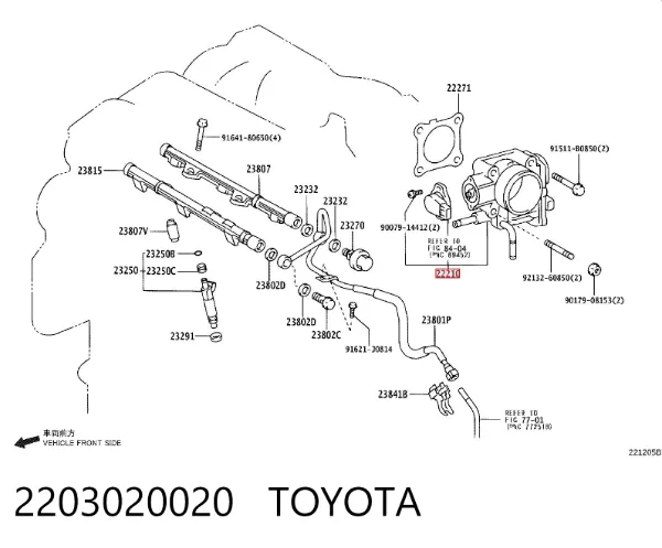 Válvula de borboleta montada 2203020020 Toyota